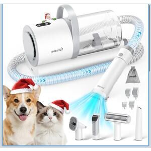 Dog Grooming Vacuum, 4-in-1 Pet Grooming Kit with Clipper, Brush, 12000Pa Dog...